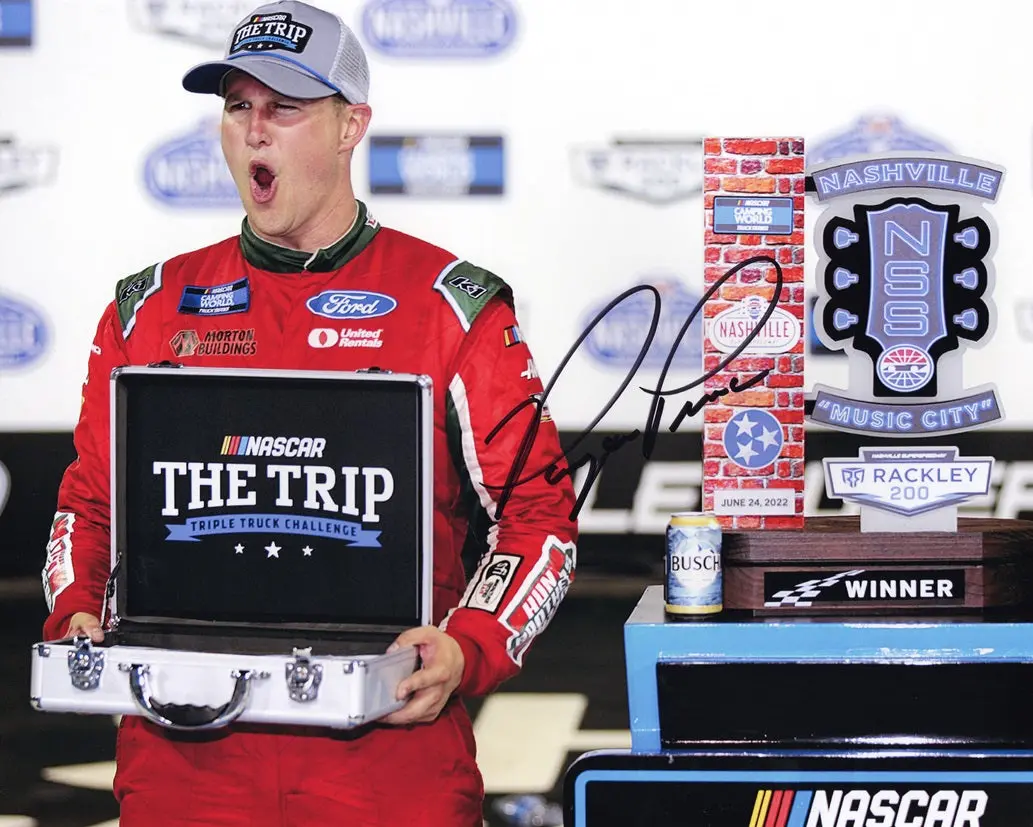 Autographed 2022 Ryan Preece #17 Nashville Truck Win (Triple Truck Challenge) Signed 8X10 Inch Picture Nascar Photo With Coa 1