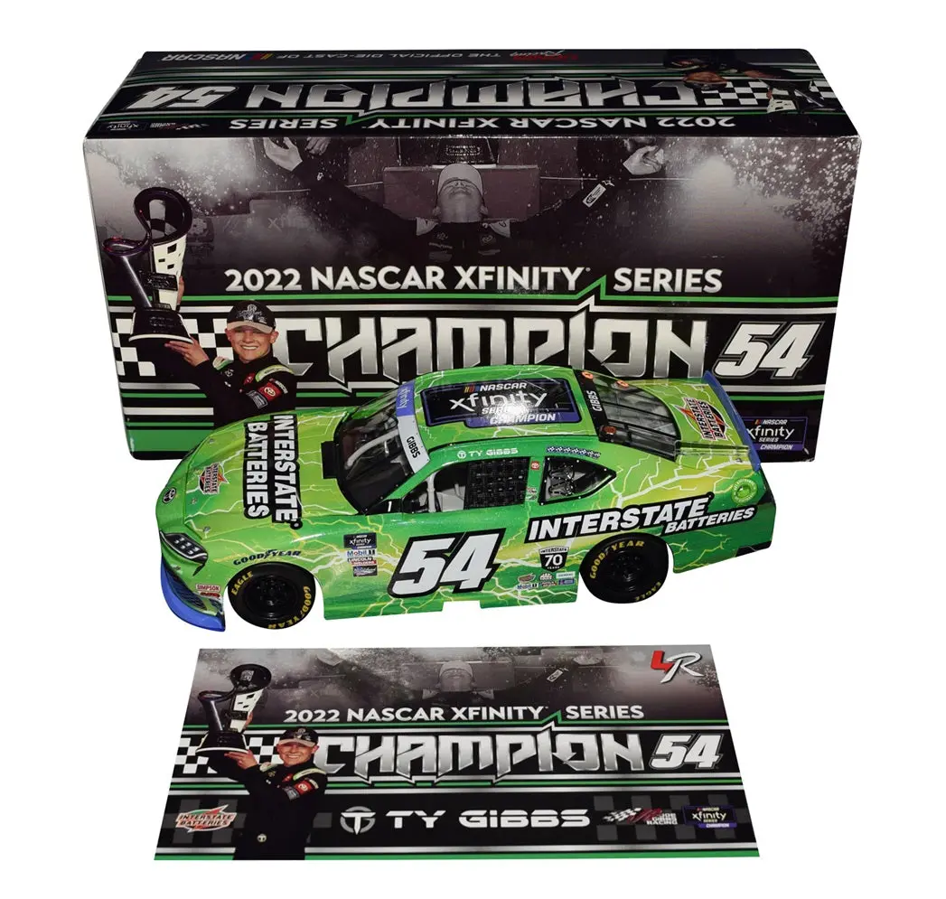 Autographed 2022 Ty Gibbs #54 Interstate Batteries Xfinity Series Champion (Joe Gibbs Racing) Signed Lionel 1/24 Scale Nascar Diecast Car With Coa (#363 Of Only 732 Produced) 1