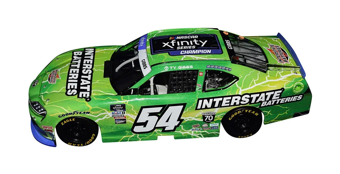 Autographed 2022 Ty Gibbs #54 Interstate Batteries Xfinity Series Champion (Joe Gibbs Racing) Signed Lionel 1/24 Scale Nascar Diecast Car With Coa (#363 Of Only 732 Produced) 2