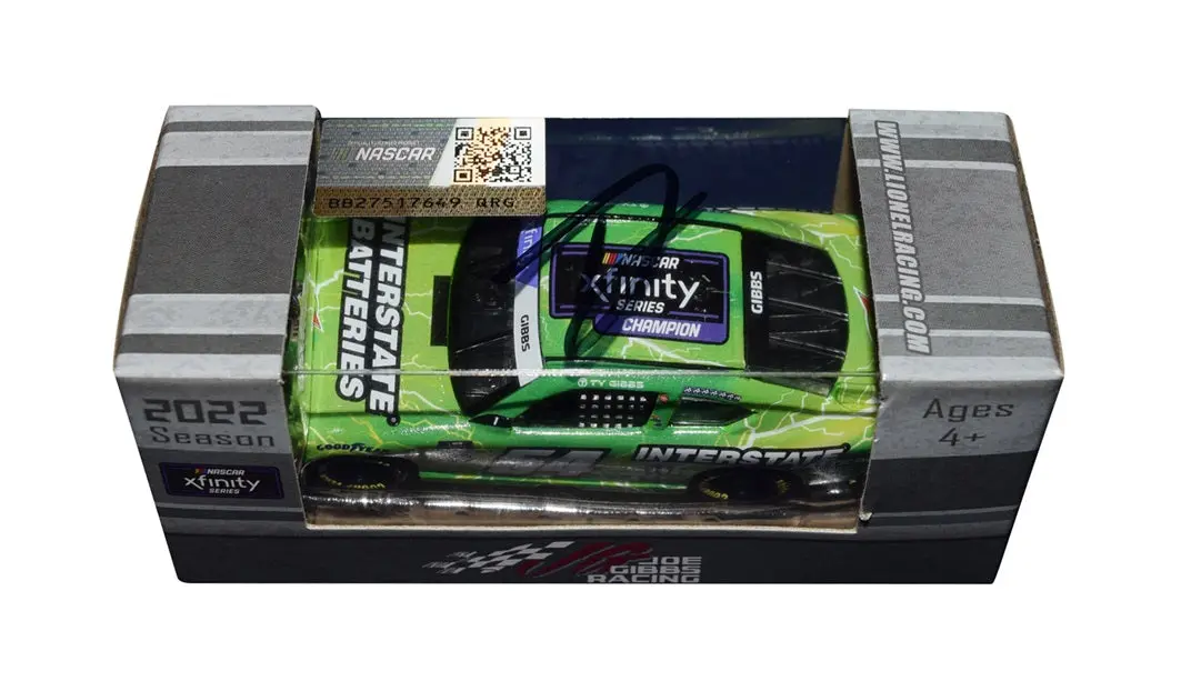 Autographed 2022 Ty Gibbs #54 Interstate Batteries Xfinity Series Champion Signed Lionel Action 1/64 Scale Nascar Diecast Car With Coa 2