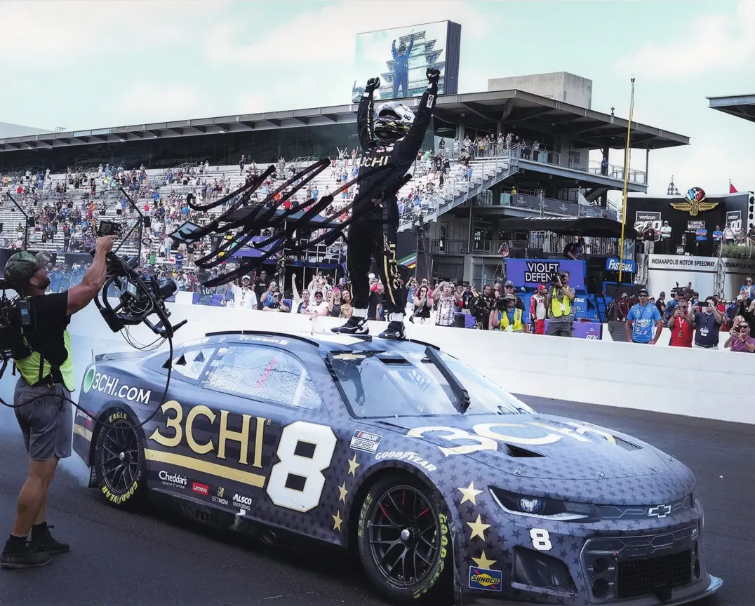 Autographed 2022 Tyler Reddick #8 Richard Childress Racing Indy Road Course Win (Victory Celebration) Signed 8X10 Inch Picture Nascar Glossy Photo With Coa 1