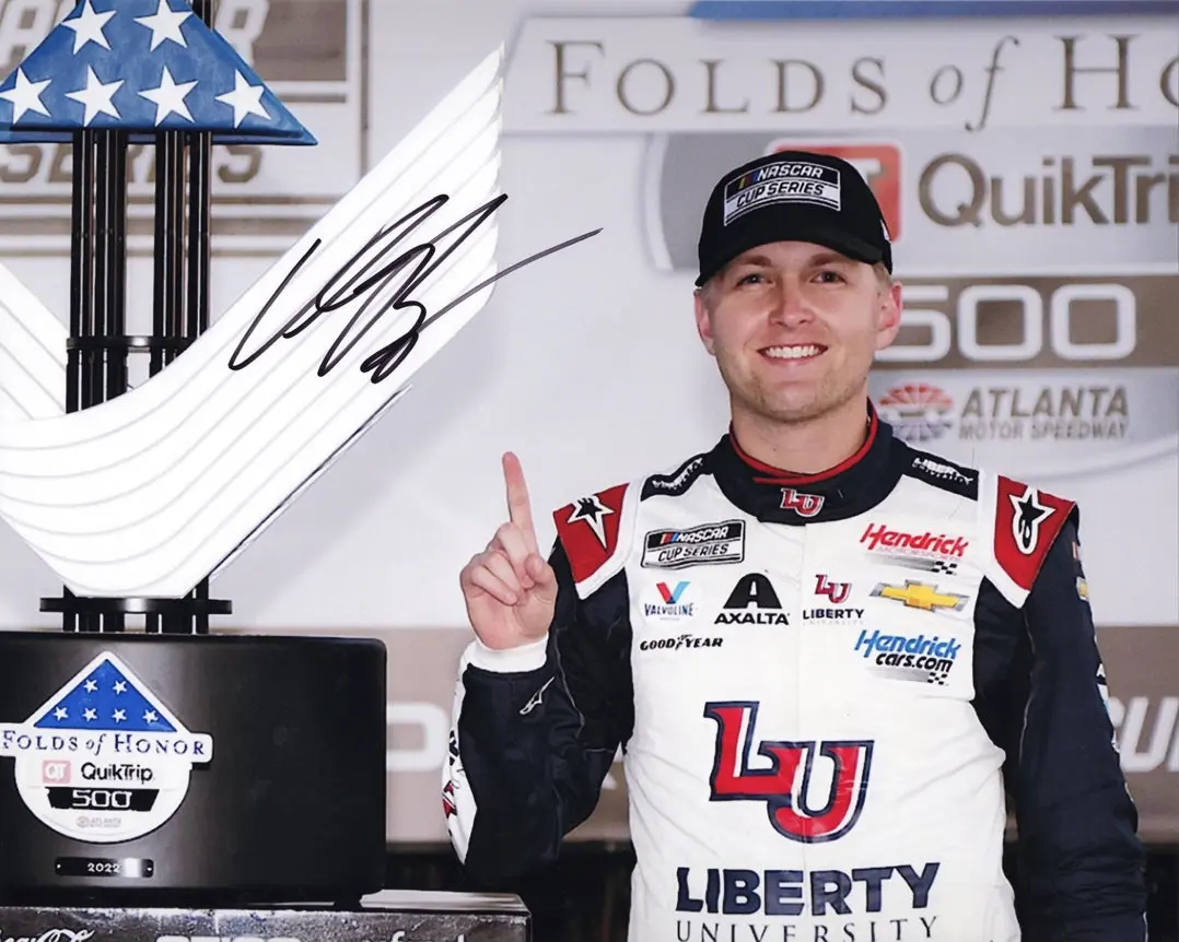 Autographed 2022 William Byron #24 Liberty University Atlanta Race Win (Victory Lane Trophy) Signed 8X10 Inch Picture Nascar Glossy Photo With Coa 1