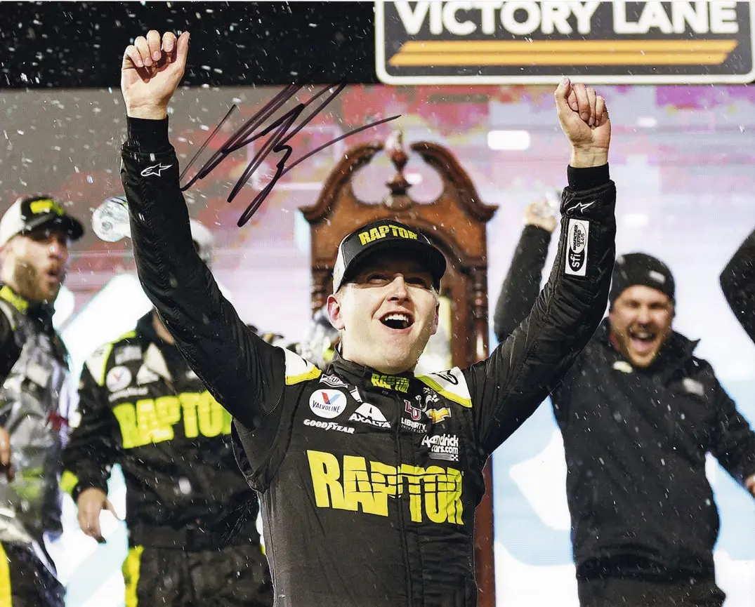 Autographed 2022 William Byron #24 Raptor Racing Martinsville Race Win (Victory Lane Grandfather Clock) Signed 8X10 Inch Picture Nascar Glossy Photo With Coa 1