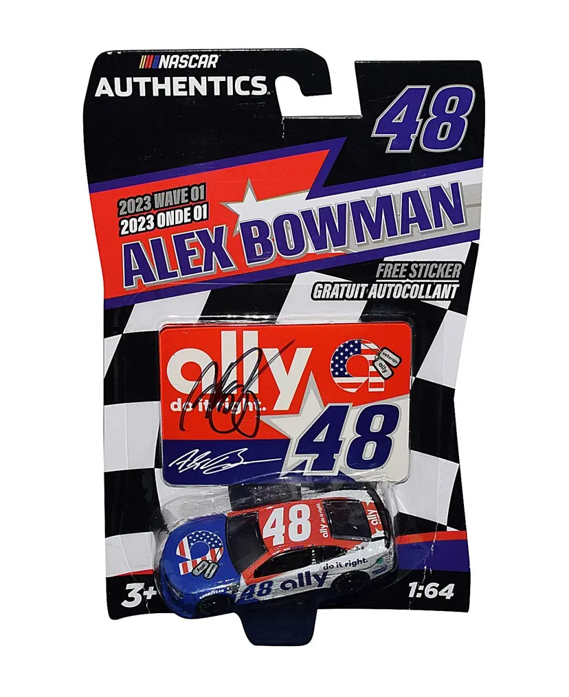 Autographed 2023 Alex Bowman #48 Ally Racing Patriotic Usa (Next Gen Camaro) Wave 01 Signed Nascar Authentics 1/64 Scale Diecast Car With Coa 1
