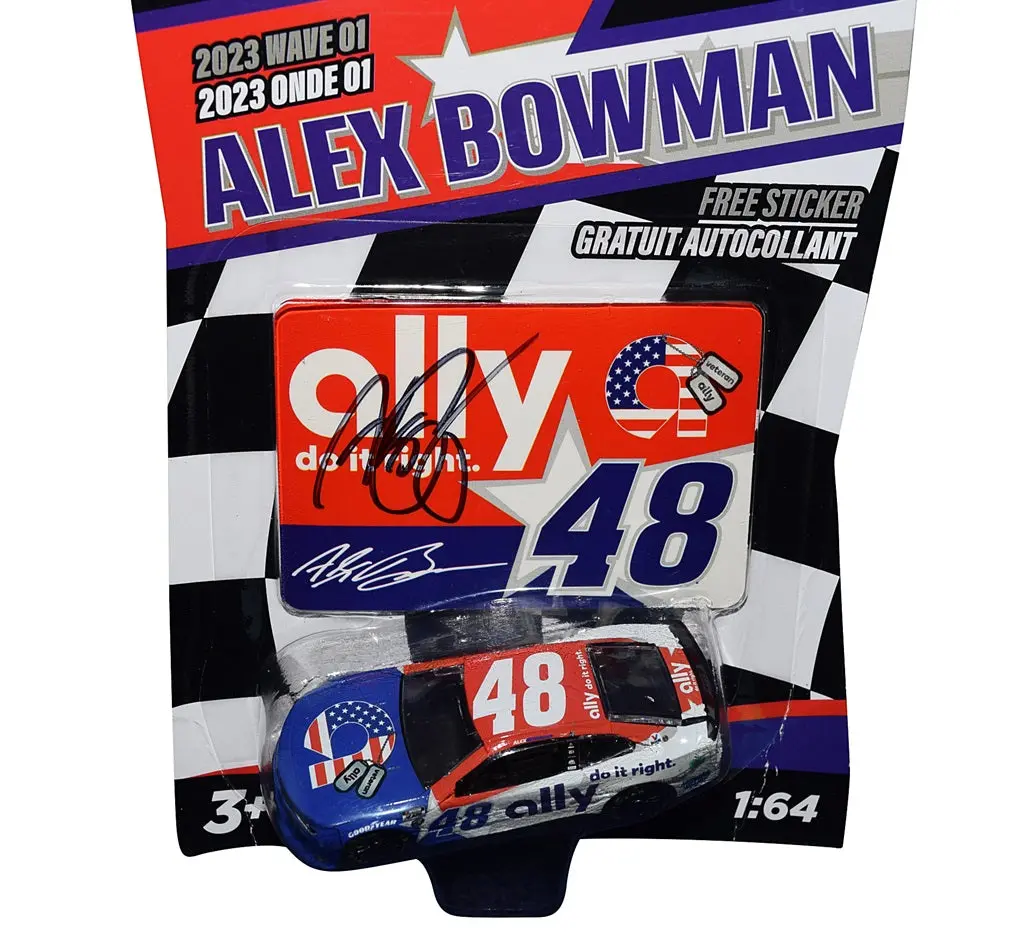 Autographed 2023 Alex Bowman #48 Ally Racing Patriotic Usa (Next Gen Camaro) Wave 01 Signed Nascar Authentics 1/64 Scale Diecast Car With Coa 2