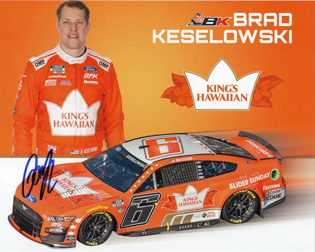 Autographed 2023 Brad Keselowski #6 King's Hawaiian Slider Sundy (Rfk Racing) Official Hero Card Signed 8X10 Inch Picture Nascar Photo With Coa 1
