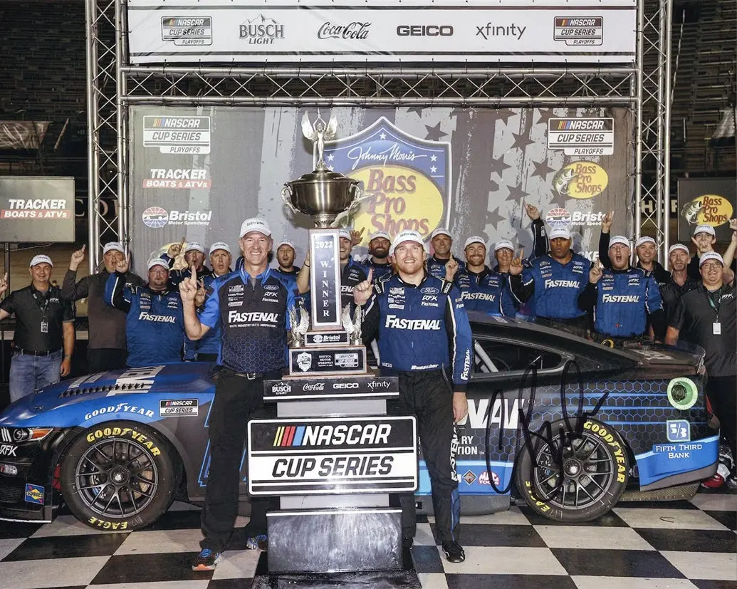Autographed 2023 Chris Buescher #17 Fastenal Bristol Win (Night Race Victory Lane) Rfk Signed 8X10 Inch Picture Nascar Photo With Coa 1