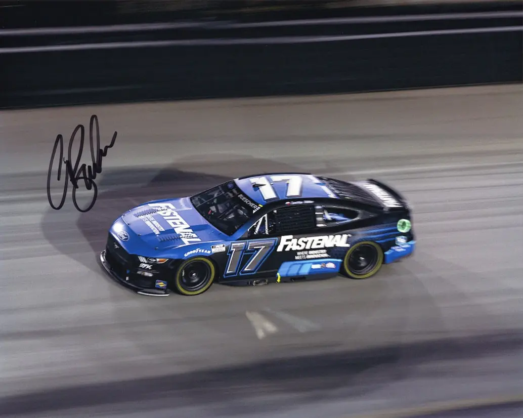 Autographed 2023 Chris Buescher #17 Fastenal Racing Bristol Win (Night Race) Signed 8X10 Inch Picture Nascar Photo With Coa 1