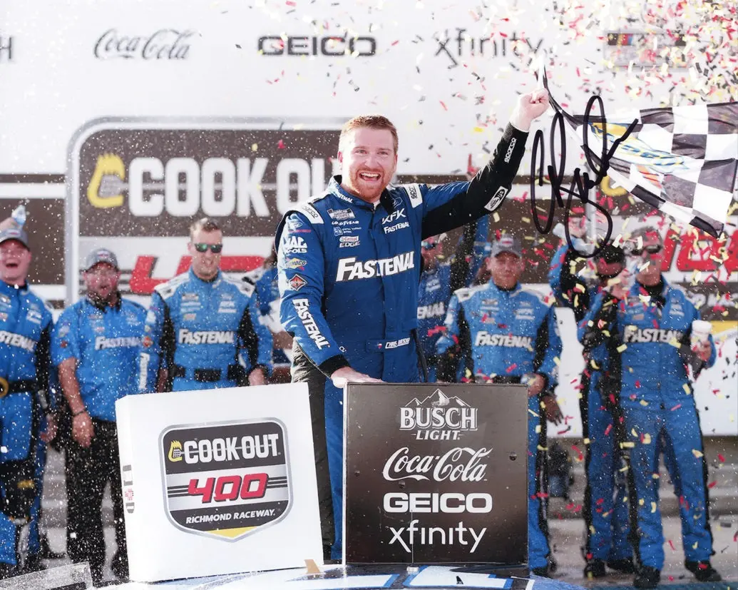 Autographed 2023 Chris Buescher #17 Fastenal Racing Richmond Win (Victory Lane) Signed 8X10 Inch Picture Nascar Photo With Coa 1