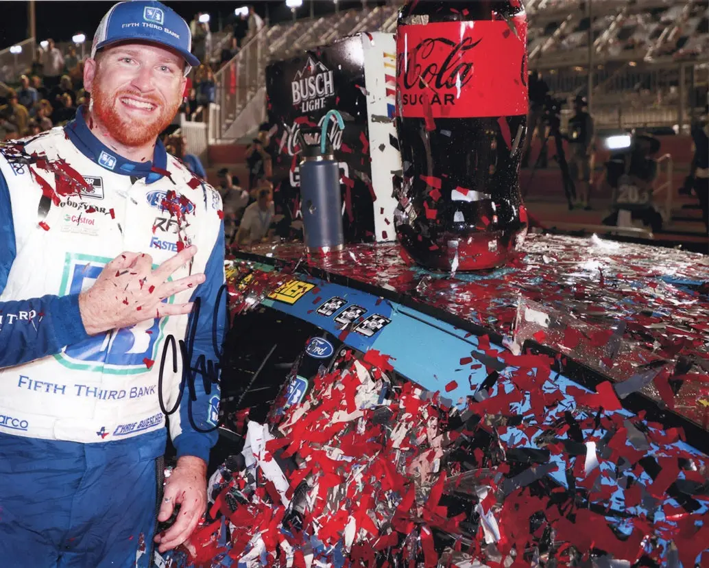 Autographed 2023 Chris Buescher #17 Fifth Third Bank Daytona Win (Victory Lane Confetti) Signed 8X10 Inch Picture Nascar Photo With Coa 1