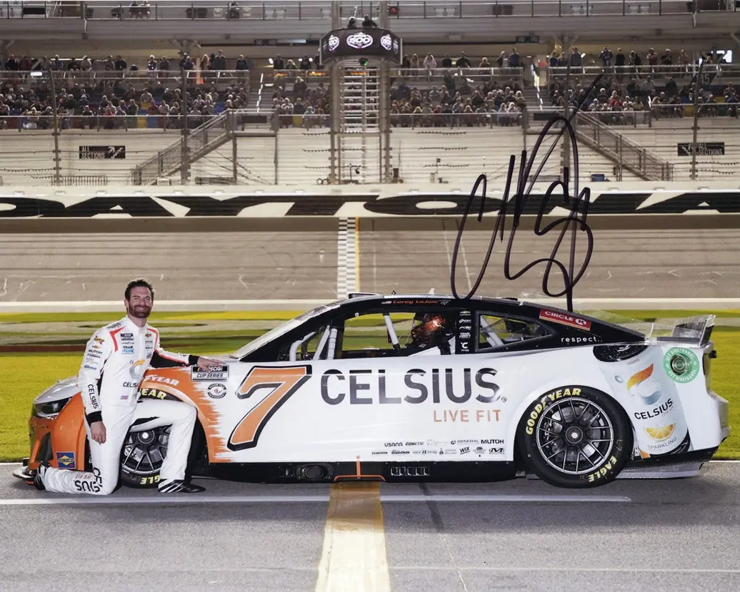 Autographed 2023 Corey Lajoie #7 Celsius Racing Daytona 500 (Pit Road) Signed 8X10 Inch Picture Nascar Photo With Coa 1