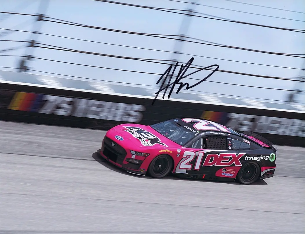 Autographed 2023 Harrison Burton #21 Dex Imaging Darlington Throwback (Wood Brothers) Signed 9X11 Inch Picture Nascar Glossy Photo With Coa 1