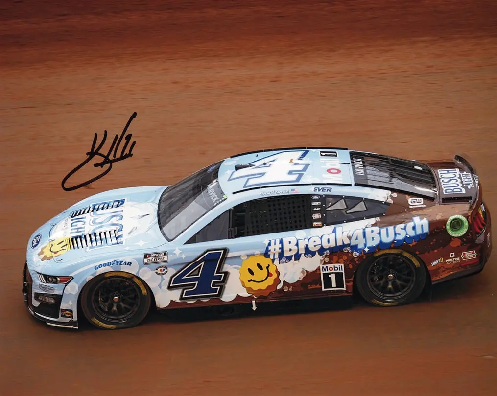 Autographed 2023 Kevin Harvick #4 Busch Light Racing Bristol Dirt Car (Final Season) Signed 8X10 Inch Picture Nascar Photo With Coa 1