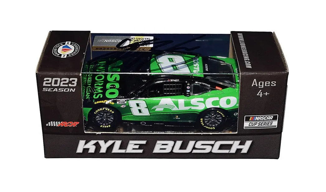 Autographed 2023 Kyle Busch #8 Alsco Uniforms (Rcr Team) Next Gen Camaro Signed Action 1/64 Scale Nascar Diecast Car With Coa 1