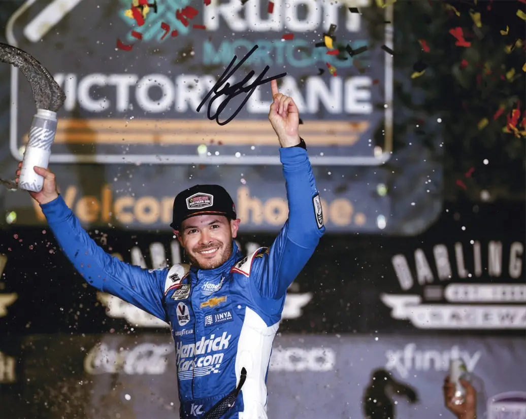 Autographed 2023 Kyle Larson #5 Hendrick Darlington Win (Victory Celebration) Signed 8X10 Inch Picture Nascar Photo With Coa 1