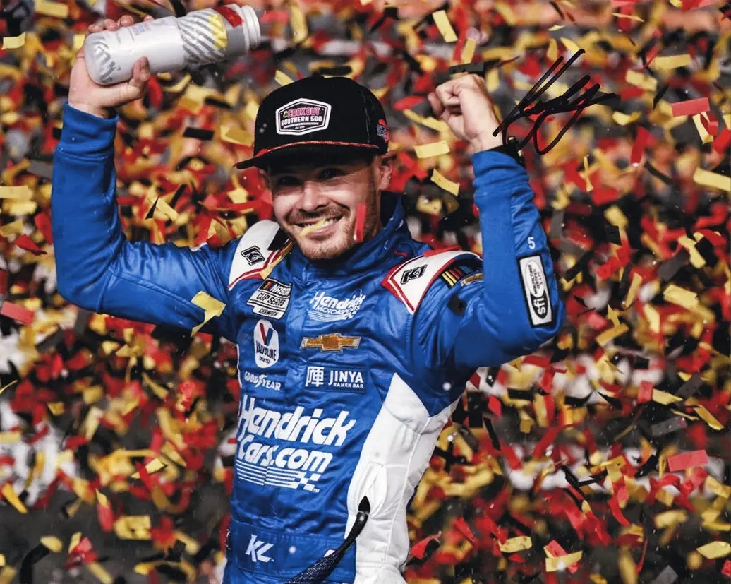 Autographed 2023 Kyle Larson #5 Hendrick Darlington Win (Victory Lane Confetti) Signed 8X10 Inch Picture Nascar Photo With Coa 1