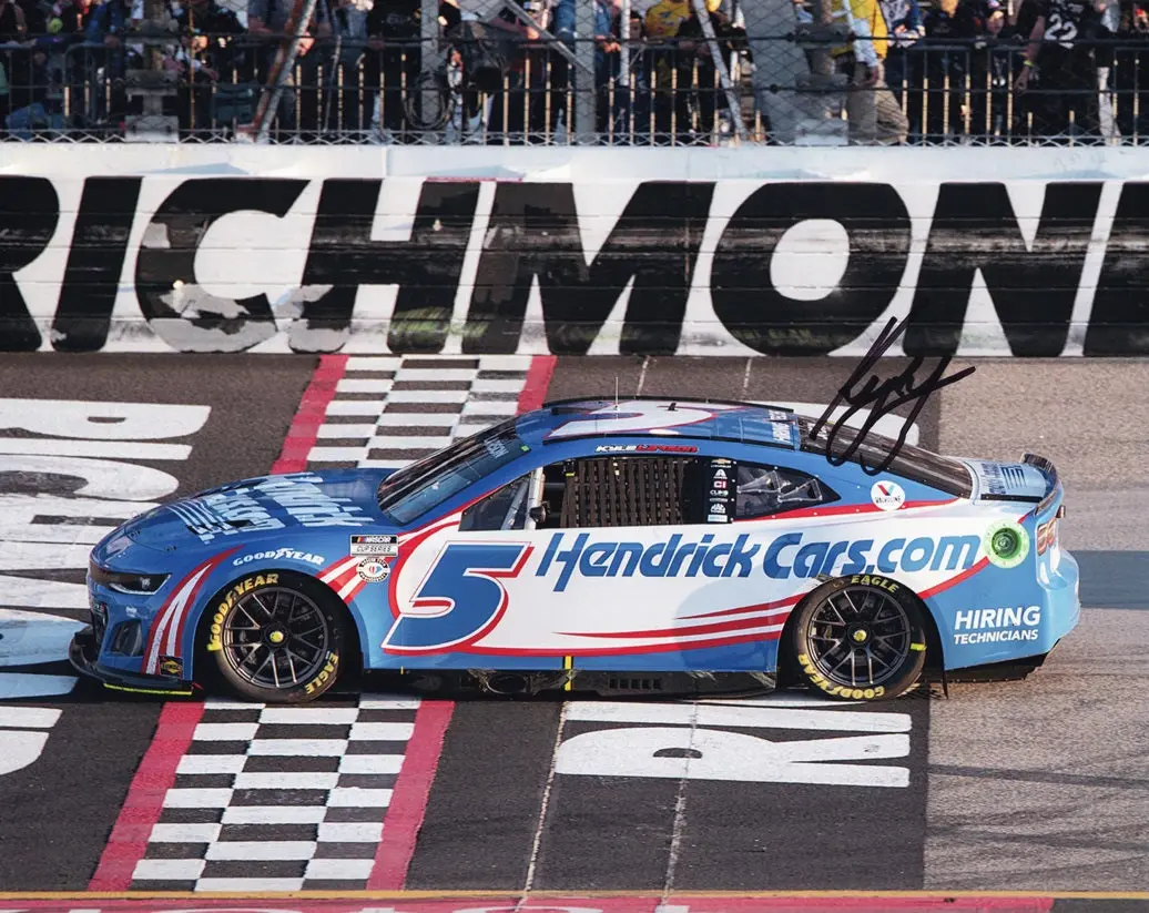 Autographed 2023 Kyle Larson #5 Hendrick Racing Richmond Win (Victory Burnout) Signed 8X10 Inch Picture Nascar Photo With Coa 1