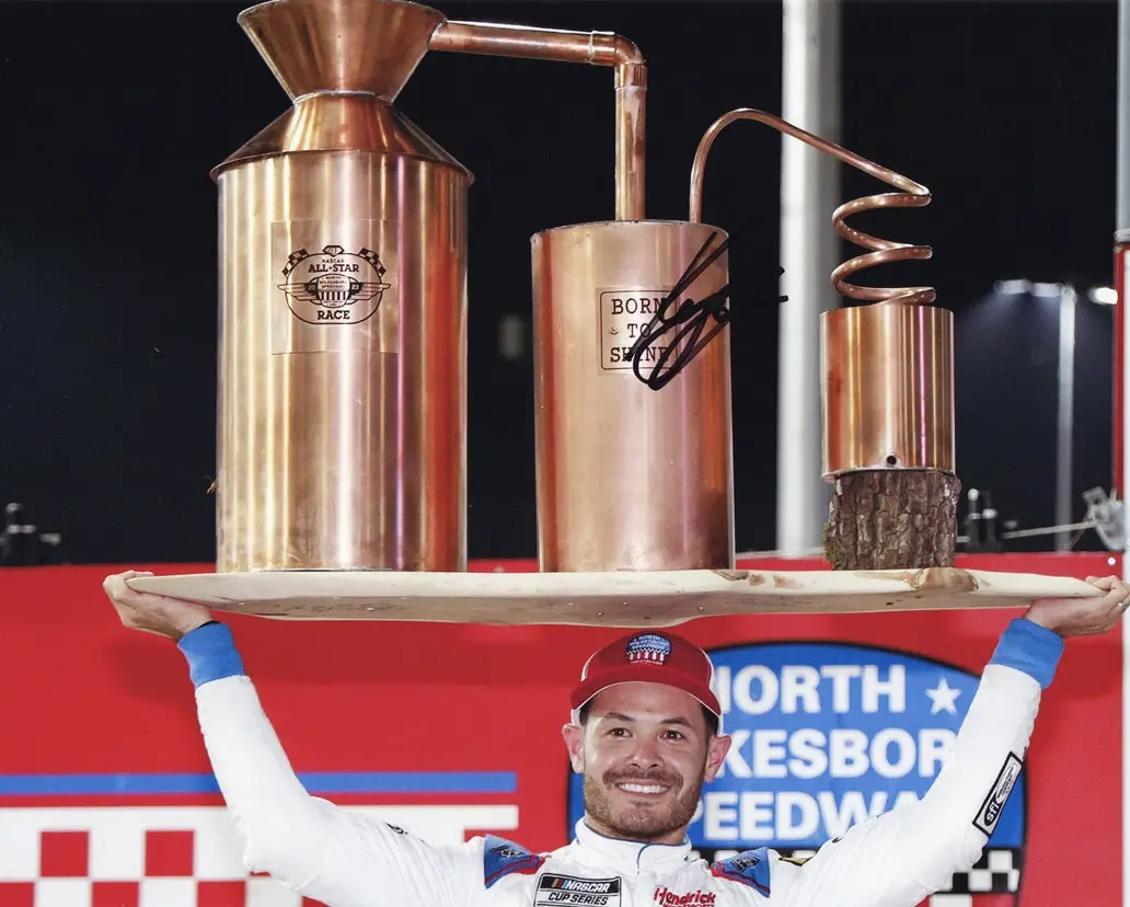 Autographed 2023 Kyle Larson #5 North Wilkesboro All-Star Win (Victory Lane Trophy) Signed 8X10 Inch Picture Nascar Photo With Coa 1