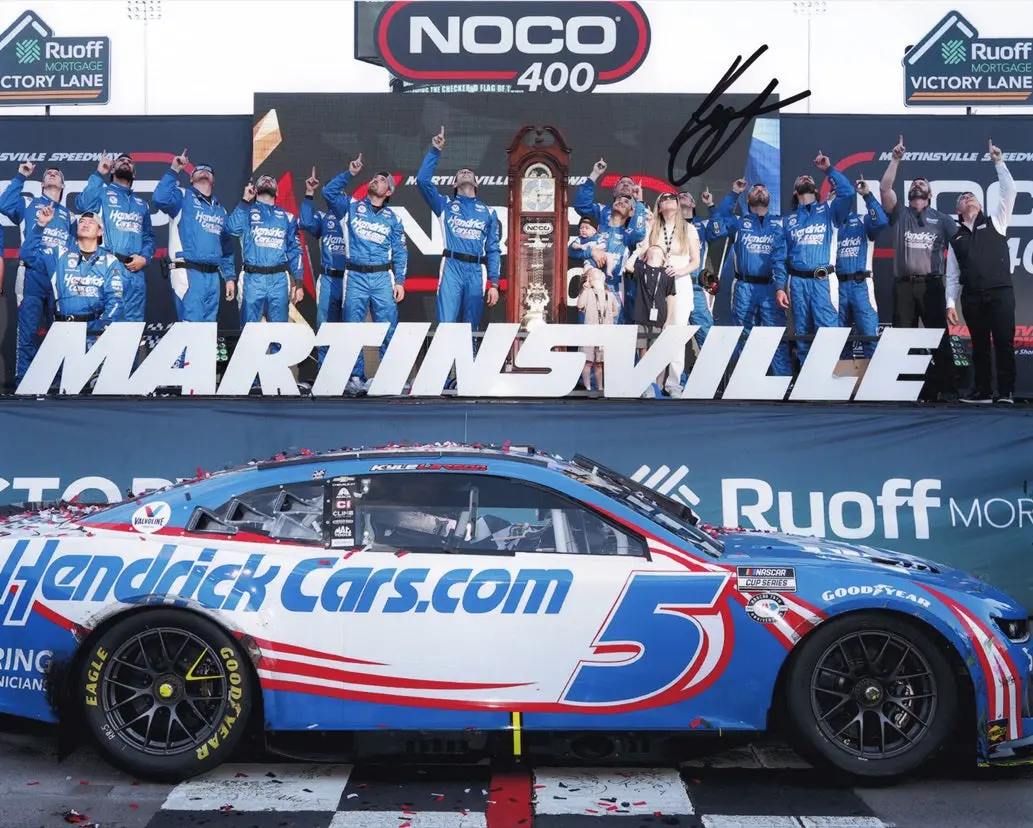 Autographed 2023 Kyle Larson #5 Hendrick Racing Martinsville Win (Victory Lane With Team) Signed 8X10 Inch Picture Nascar Photo With Coa 1
