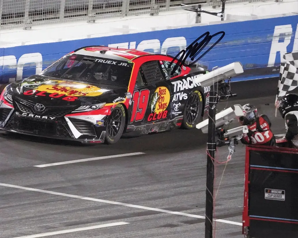 Autographed 2023 Martin Truex Jr. #19 Bass Pro La Collisium Win (Clash Victory) Signed 8X10 Inch Nascar Photo With Coa 1