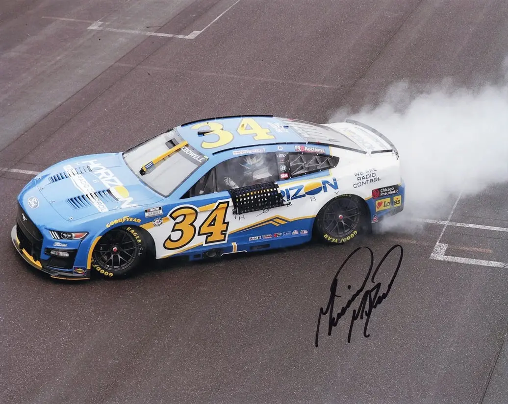 Autographed 2023 Michael Mcdowell #34 Horizon Hobby Indy Road Course Win (Burnout) Signed 8X10 Inch Picture Nascar Photo With Coa 1