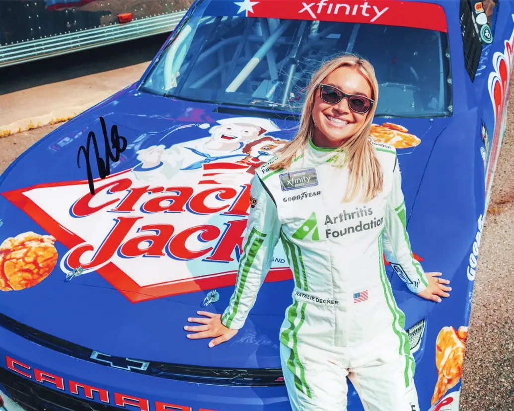 Autographed 2023 Natalie Decker #08 Cracker Jack Racing Cracker Jill Charlotte Signed 8X10 Inch Picture Nascar Photo With Coa 1