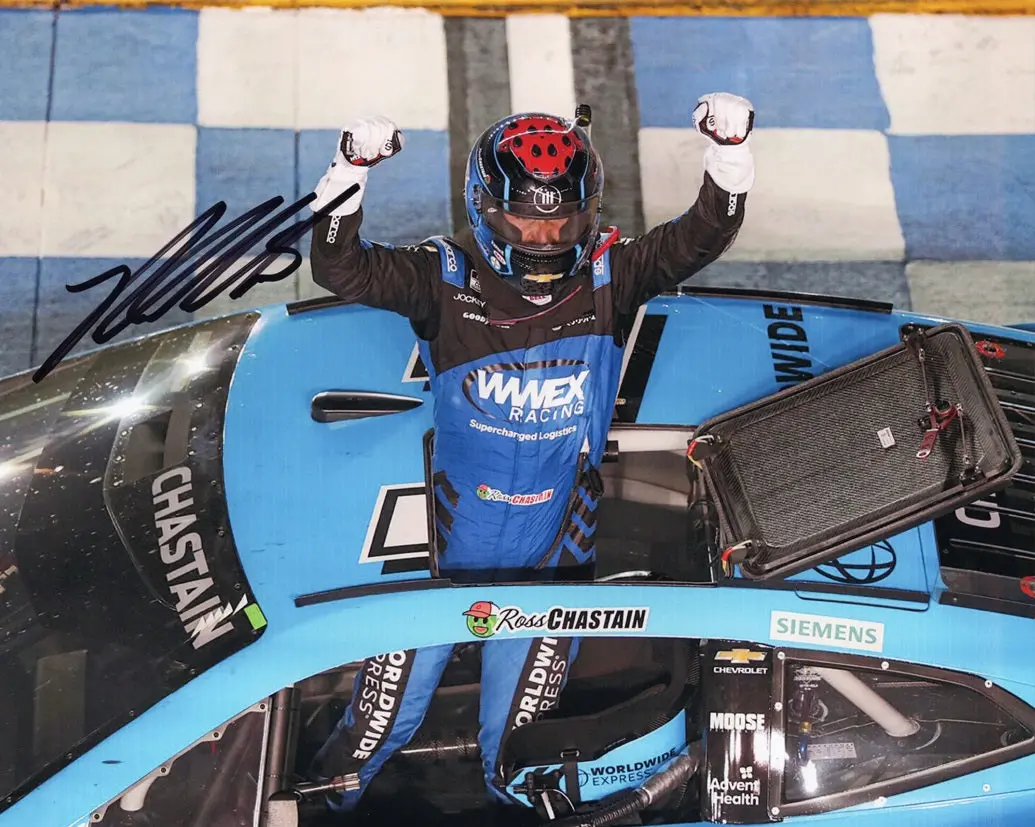 Autographed 2023 Ross Chastain #1 Trackhouse Nashville Win (Victory Celebration) Signed 8X10 Inch Nascar Photo With Coa 1