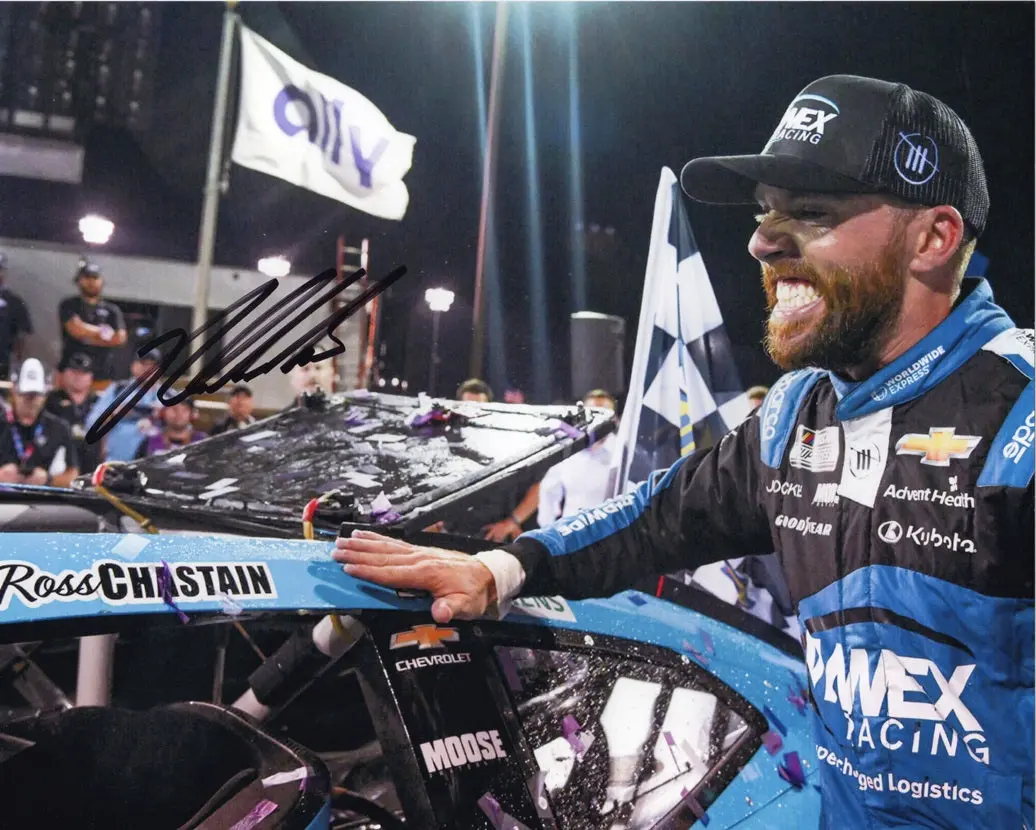 Autographed 2023 Ross Chastain #1 Trackhouse Racing Nashville Win (Victory Lane) Signed 8X10 Inch Nascar Photo With Coa 1