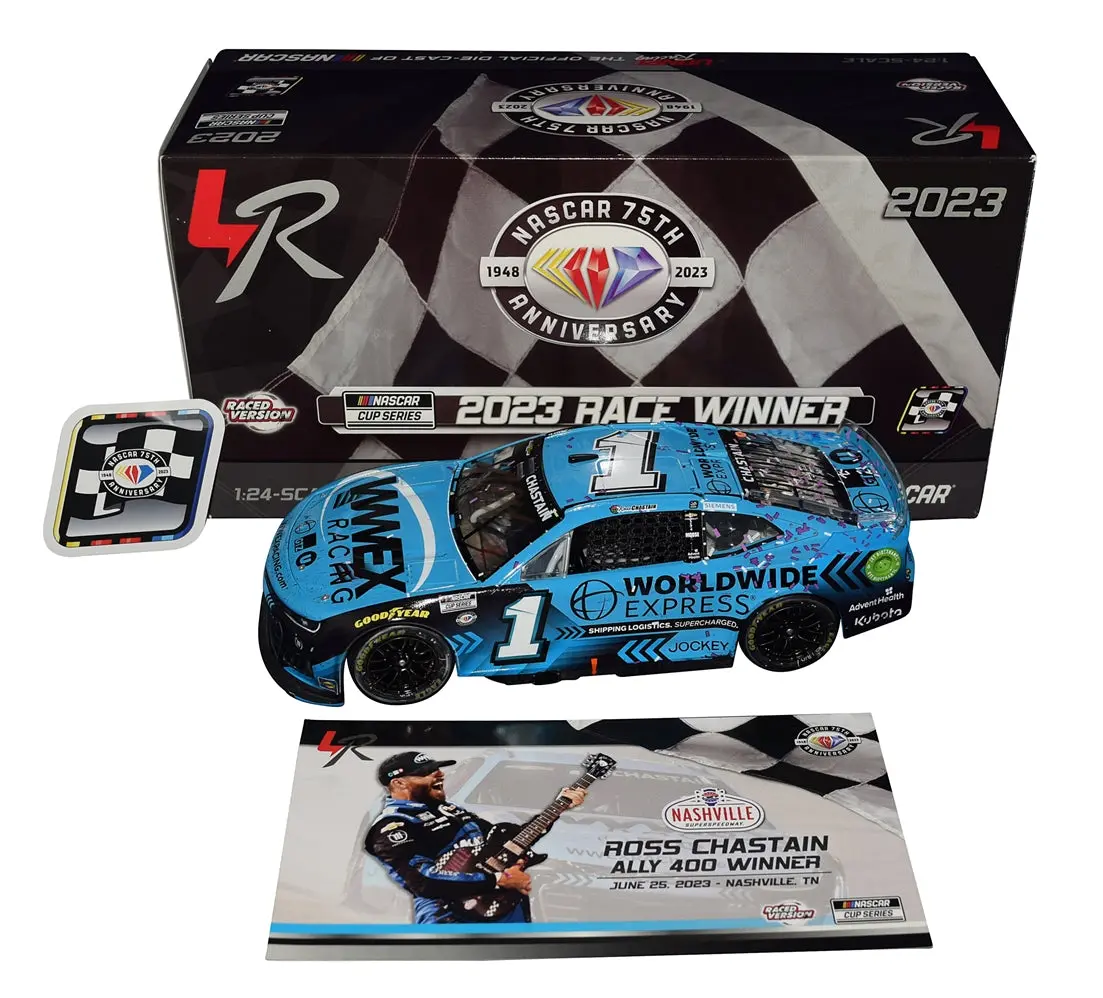 Autographed 2023 Ross Chastain #1 Worldwide Express Nashville Win (Raced Version) Trackhouse Signed Lionel 1/24 Scale Nascar Diecast With Coa (1 Of Only 888 Produced) 1