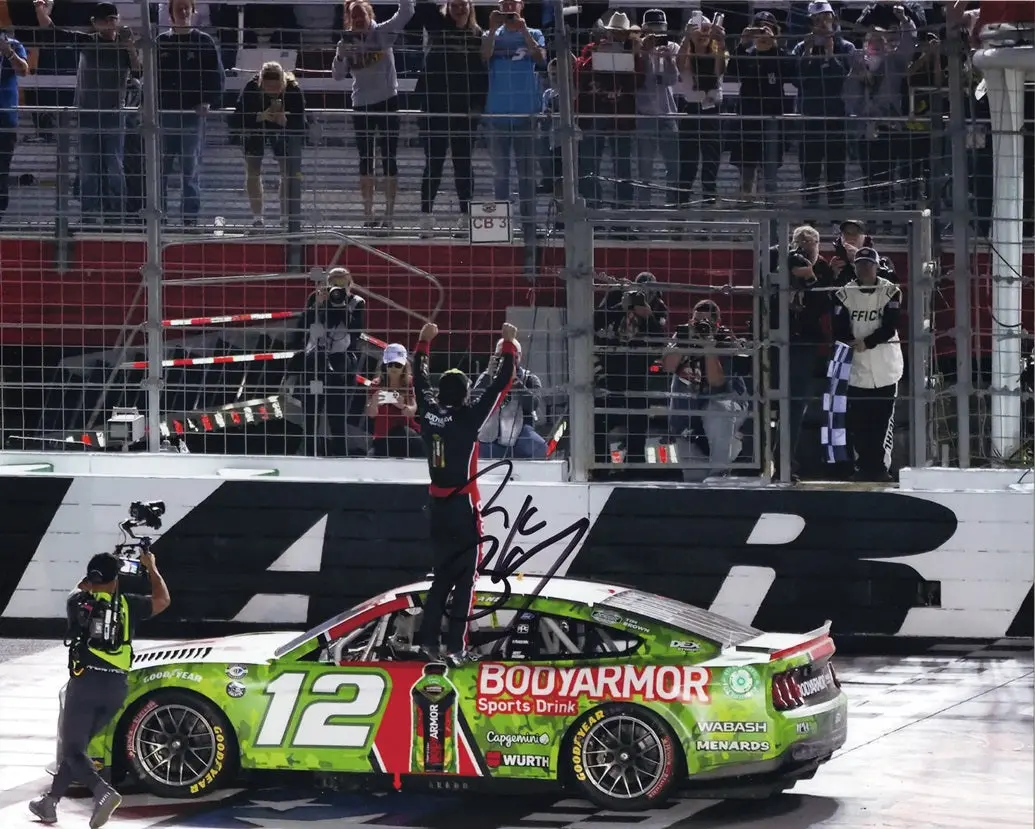 Autographed 2023 Ryan Blaney #12 Body Armor Coca-Cola 600 Win (Charlotte Victory) Champ Season Signed 8X10 Inch Picture Nascar Photo With Coa 1