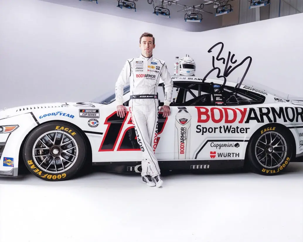 Autographed 2023 Ryan Blaney #12 Body Armor Sport Water Championship Season Signed 8X10 Inch Picture Nascar Photo With Coa 1