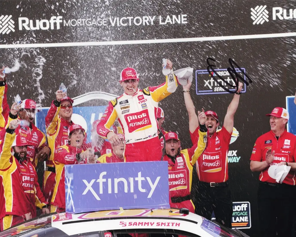 Autographed 2023 Sammy Smith #18 Pilot Racing Phoenix Win (1St Career Win) Victory Lane Signed 8X10 Inch Picture Nascar Photo With Coa 1