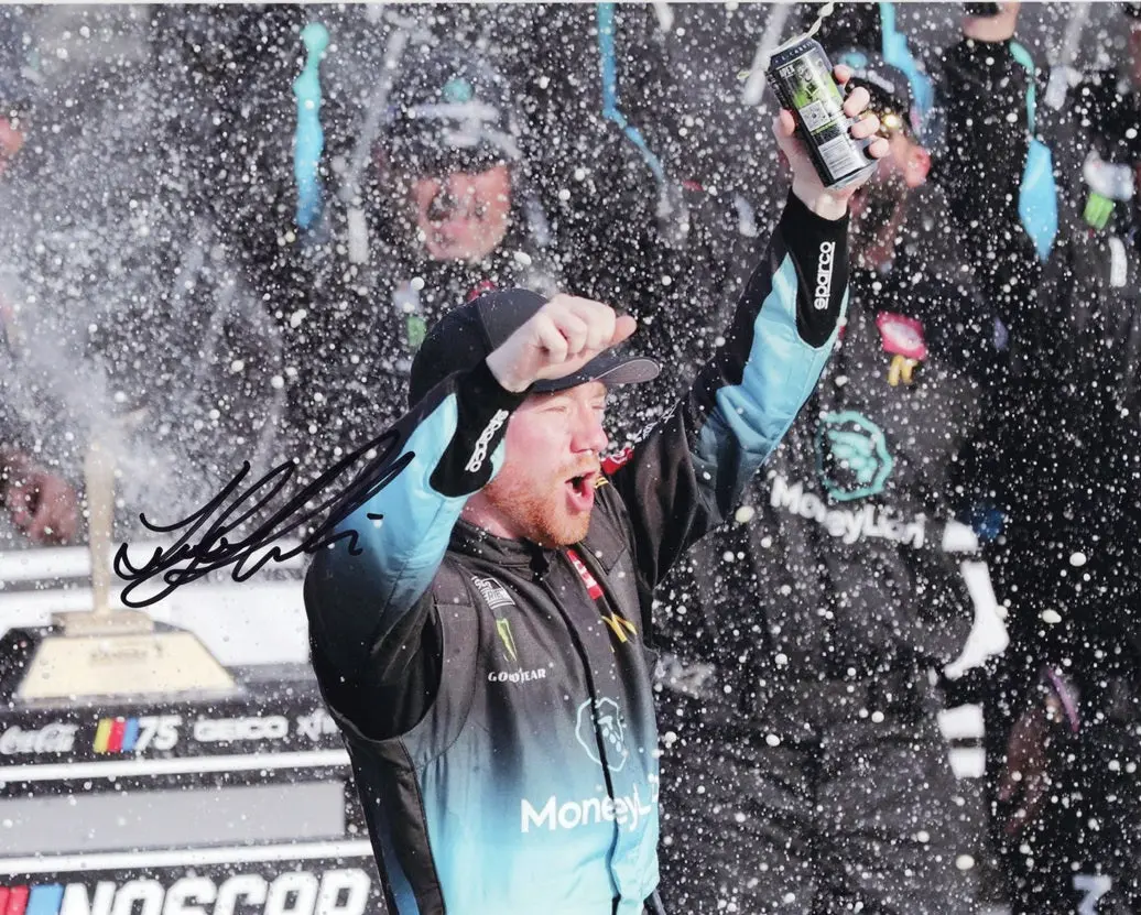 Autographed 2023 Tyler Reddick #45 Money Lion Racing Kansas Win (Victory Lane) Signed 8X10 Inch Nascar Photo With Coa 1