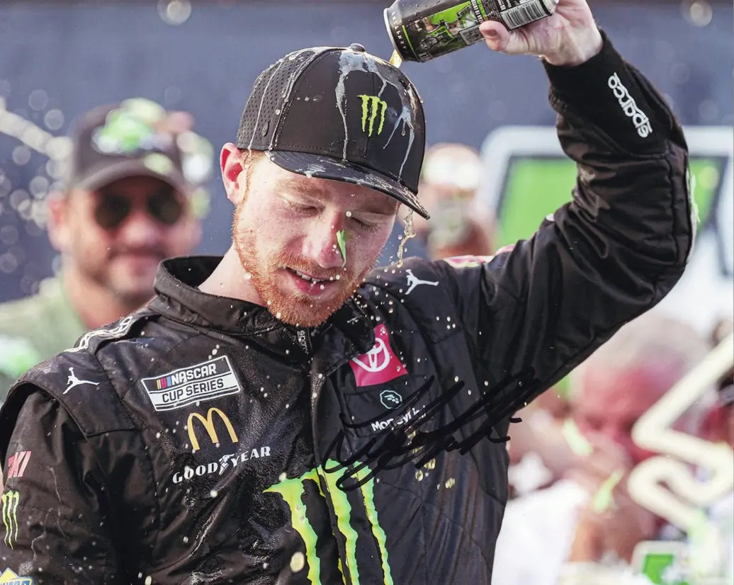 Autographed 2023 Tyler Reddick #45 Monster Racing Cota Race Win (Victory Lane) 23Xi Team Signed 8X10 Inch Nascar Photo With Coa 1