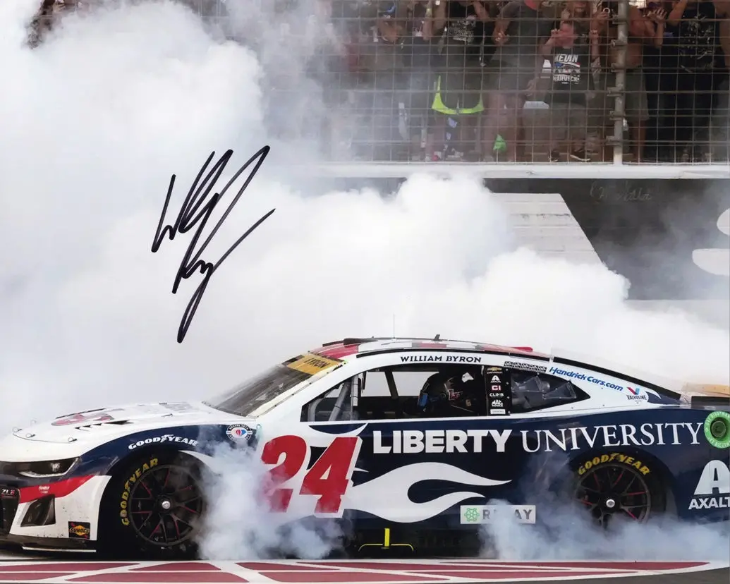 Autographed 2023 William Byron #24 Liberty University Texas Win (Burnout) Signed 8X10 Inch Nascar Photo With Coa 1
