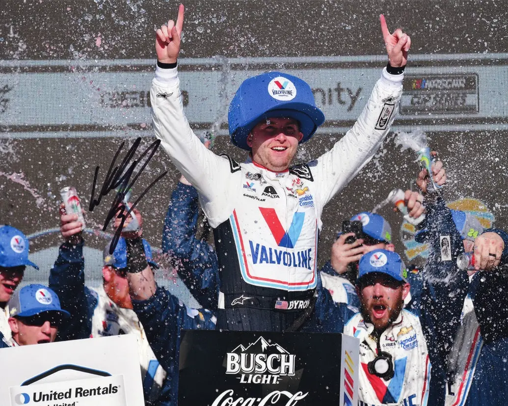 Autographed 2023 William Byron #24 Valvoline Racing Phoenix Win (Victory Lane) Signed 8X10 Inch Nascar Photo With Coa 1