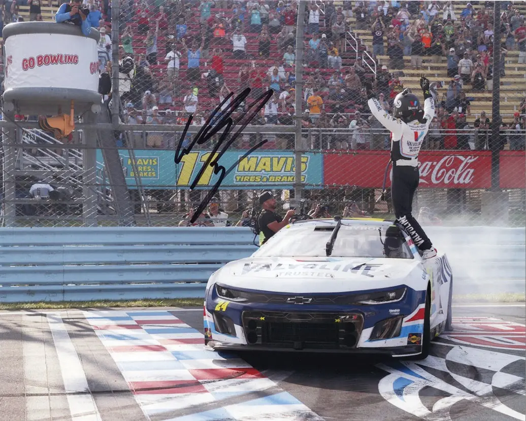 Autographed 2023 William Byron #24 Valvoline Racing Watkins Glen Win (Finish Line) Signed 8X10 Inch Nascar Photo With Coa 1
