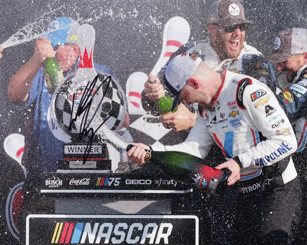 Autographed 2023 William Byron #24 Valvoline Watkins Glen Win (Victory Champagne) Signed 8X10 Inch Nascar Photo With Coa 1