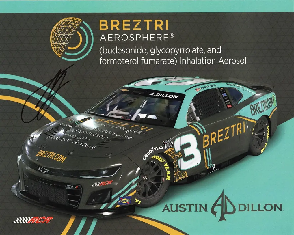 Autographed 2024 Austin Dillon #3 Breztri Camaro Team (Richard Childress Racing) Signed 8X10 Inch Nascar Hero Card Photo With Coa 1