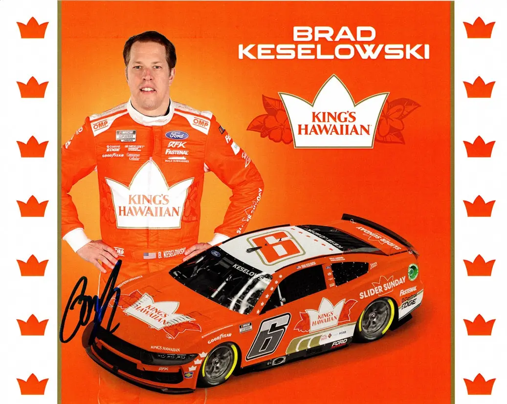 Autographed 2024 Brad Keselowski #6 King's Hawaiian Slider Sunday (Rfk Racing) Signed 8X10 Inch Nascar Hero Card With Coa 1