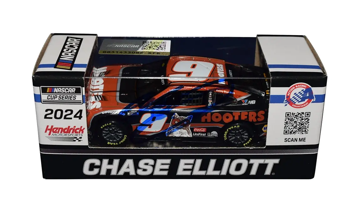 Autographed 2024 Chase Elliott #9 Hooters Racing (Next Gen Camaro) Hendrick Motorsports Signed Action 1/64 Scale Nascar Diecast Car With Coa 1