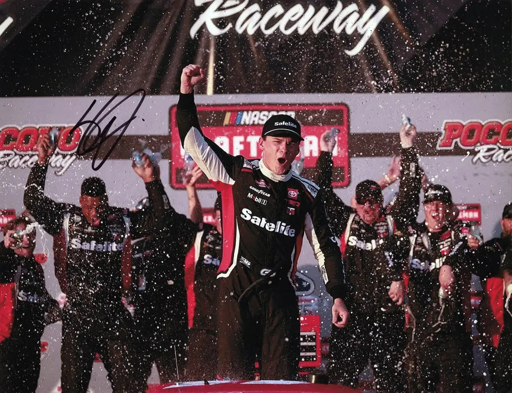 Autographed 2024 Corey Heim #11 Safelite Racing Pocono Win (Victory Lane) Truck Series Signed 9X11 Inch Picture Nascar Glossy Photo With Coa 1