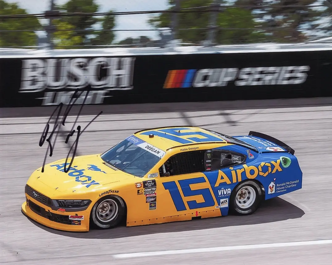 Autographed 2024 Hailie Deegan #15 Airbox Racing Darlington Throwback (Earnhardt Tribute) Xfinity Series Signed 8X10 Inch Picture Nascar Glossy Photo With Coa 1