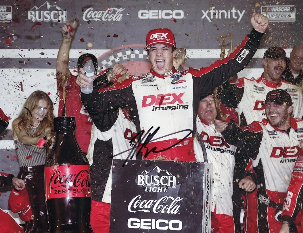 Autographed 2024 Harrison Burton #21 Wood Brothers Daytona Win (Victory Lane) First Win Signed 9X11 Inch Picture Nascar Glossy Photo With Coa 1