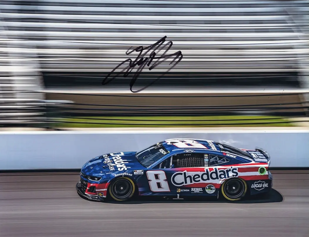 Autographed 2024 Kyle Busch #8 Cheddars Patriotic Car Indianapolis Motor Speedway (Brickyard 400) Signed 9X11 Inch Nascar Glossy Photo With Coa 1