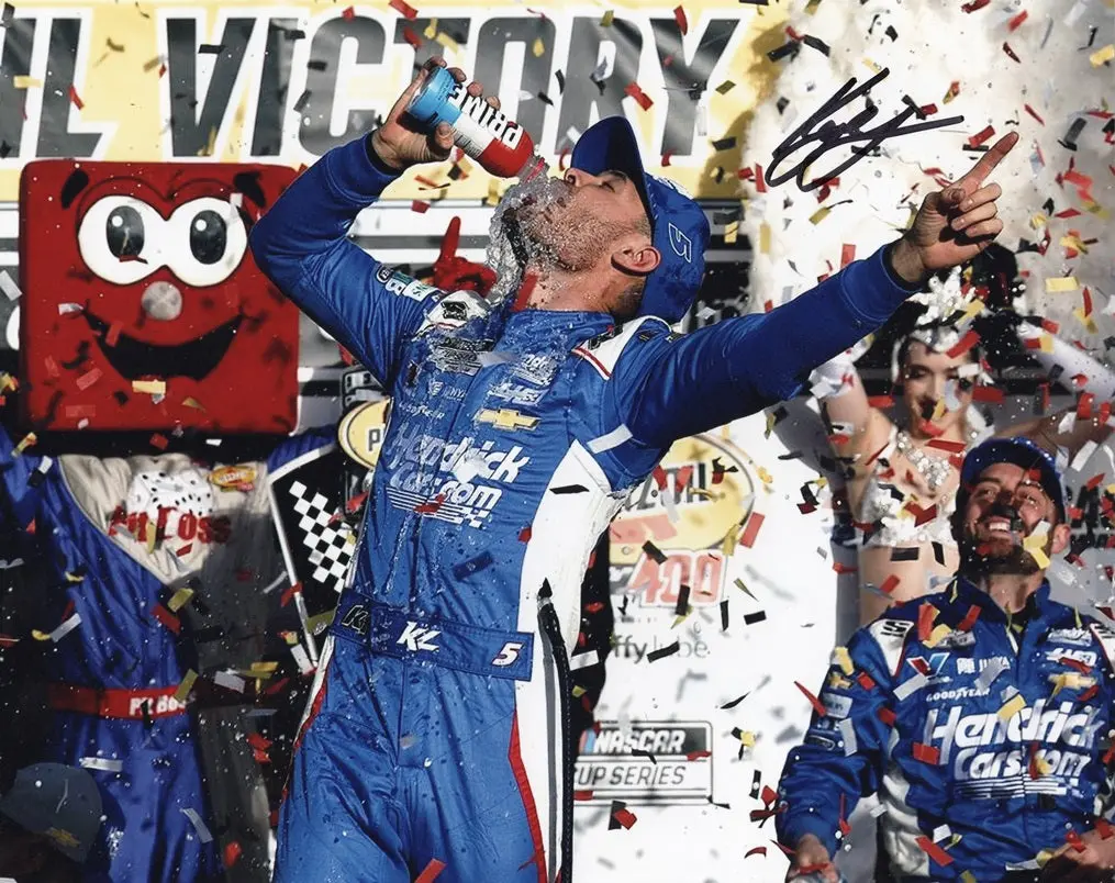 Autographed 2024 Kyle Larson #5 Hendrick Cars Las Vegas Win (Victory Lane) Signed 8X10 Inch Picture Nascar Photo With Coa 1