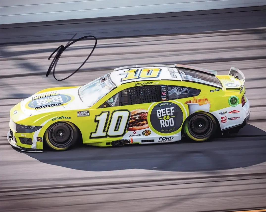 Autographed 2024 Noah Gragson #10 Beef A Roo Racing Talladega Superspeedway Signed 8X10 Inch Picture Nascar Glossy Photo With Coa 1