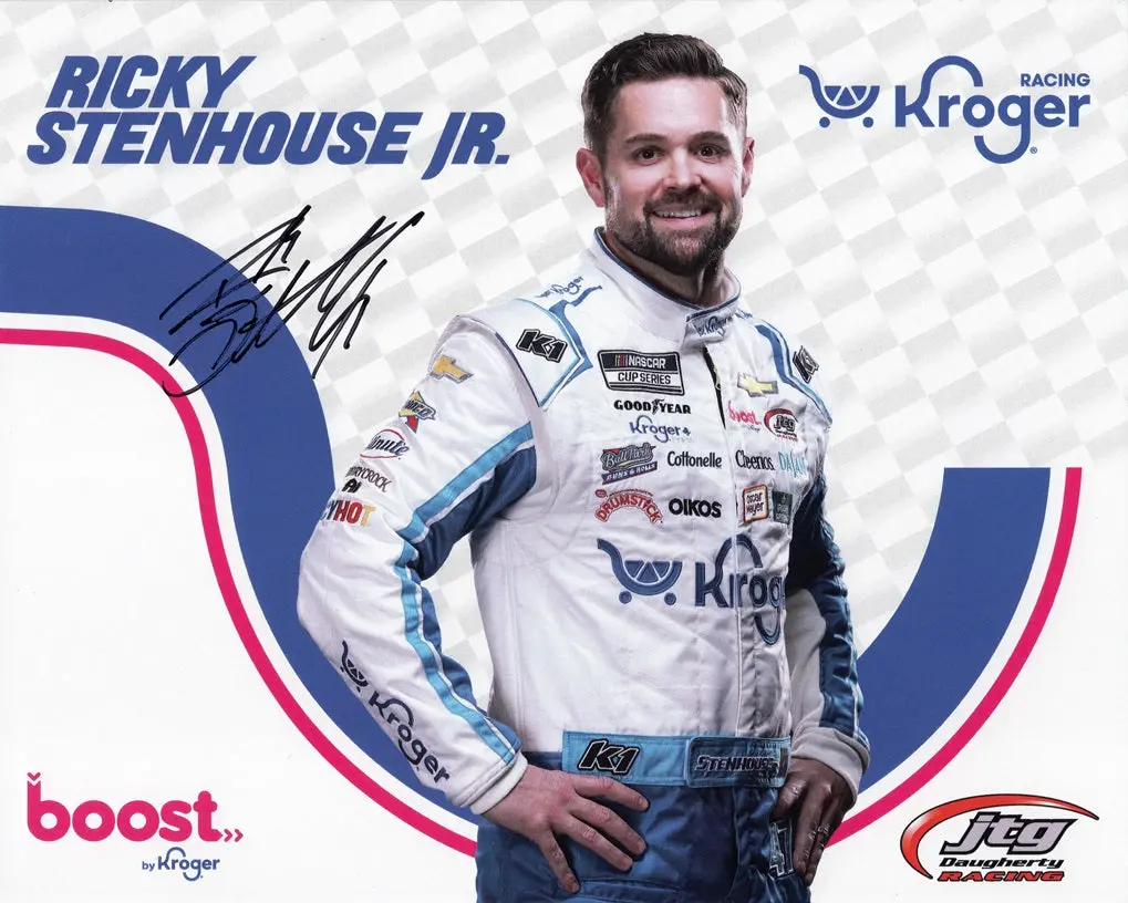 Autographed 2024 Ricky Stenhouse Jr. #47 Kroger Team Official Hero Card (Jtg Daugherty Racing) Signed 8X10 Nascar Photo With Coa 1
