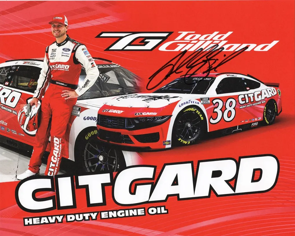 Autographed 2024 Todd Gilliland #38 Citgard Racing Official Hero Card (Front Row Motorsports) Signed 8X10 Inch Nascar Photo With Coa 1