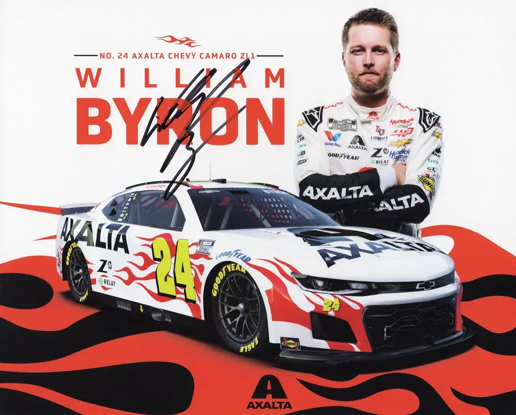 Autographed 2024 William Byron #24 Axalta Official Hero Card (Hendrick Camaro) Signed 8X10 Inch Picture Nascar Photo With Coa 1
